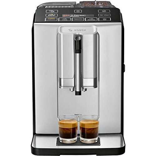  Bosch VeroCup 300 TIS30351DE Kaffeevollautomat (1300 Watt, Keramikmahlwerk, Display, Direktwahltasten) silber