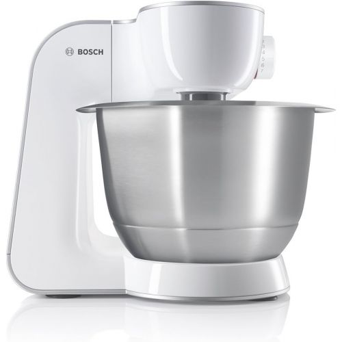  Bosch Hausgerate Bosch MUM5 CreationLine Kuechenmaschine MUM542710DE, vielseitig einsetzbar, grosse Edelstahl-Schuessel (3,9l), diverses Zubeoehr wie Fleischwolf, Wuerfelschneider, 900 W, weiss/silber