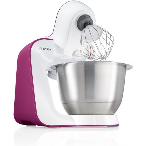  Bosch Hausgerate Bosch MUM5 StartLine Kuechenmaschine MUM54P00, vielseitig einsetzbar, grosse Edelstahl-Schuessel (3,9l), Patisserie-Set aus Edelstahl, spuelmaschinenfest, 900 W, weiss/pink