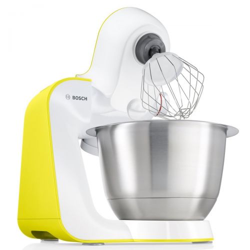  Bosch Hausgerate Bosch MUM5 StartLine Kuechenmaschine MUM54Y00, vielseitig einsetzbar, grosse Edelstahl-Schuessel (3,9l), Patisserie-Set aus Edelstahl, spuelmaschinenfest, 900 W, weiss/gelb