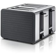 Bosch Hausgerate Bosch TAT7S45 4-Schlitz-Toaster Edelstahl mit Silikon, max. 1800 W, Auftau- und Aufknusperfunktion, stufenloser Roestgradwahler, grau/schwarz