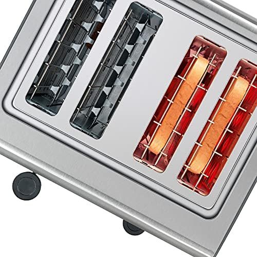  Bosch Hausgerate Bosch TAT7S45 4-Schlitz-Toaster Edelstahl mit Silikon, max. 1800 W, Auftau- und Aufknusperfunktion, stufenloser Roestgradwahler, grau/schwarz