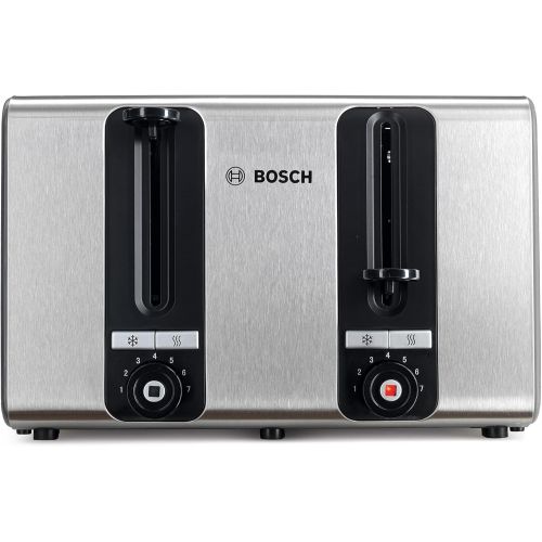  Bosch Hausgerate Bosch TAT7S45 4-Schlitz-Toaster Edelstahl mit Silikon, max. 1800 W, Auftau- und Aufknusperfunktion, stufenloser Roestgradwahler, grau/schwarz