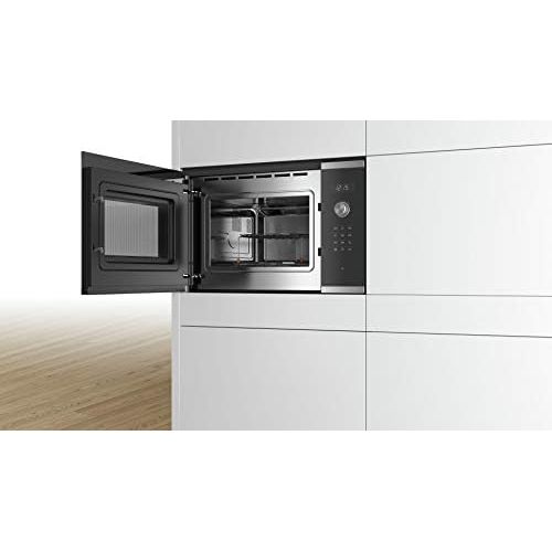  Bosch Hausgerate Bosch BEL554MS0 Serie 6 Einbau-Mikrowelle / 900 W / 25 l / Drehteller 31,5 cm / Tueranschlag Links / 8 voreingestellte Automatikprogramme / Grill-Funktion / Edelstahl