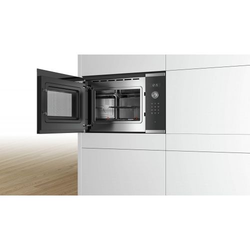  Bosch Hausgerate Bosch BEL554MS0 Serie 6 Einbau-Mikrowelle / 900 W / 25 l / Drehteller 31,5 cm / Tueranschlag Links / 8 voreingestellte Automatikprogramme / Grill-Funktion / Edelstahl