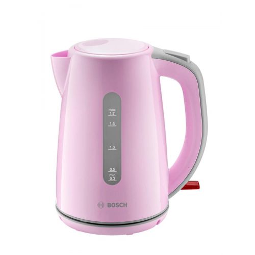  Bosch Hausgerate Bosch TWK7500K kabelloser Wasserkocher (Abschaltautomatik, UEberhitzungsschutz, Kalkfilter, 2.200 Watt) grau/pink