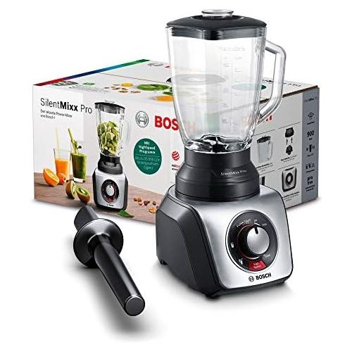  Bosch MMB66G5MDE Standmixer SilentMixx Pro, ThermoSafe Glas, 3 Automatikprogramme, Kunststoff, Schwarz/edelstahl Gebuerstet