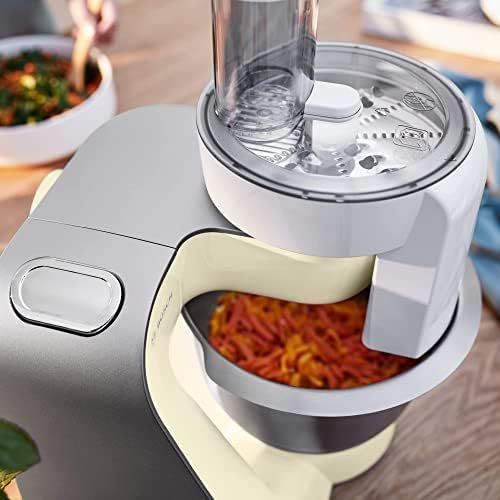  Bosch MUM5 MUM58L20 CreationLine Kuechenmaschine (1000 W, 3 Ruehrwerkzeuge Edelstahl, spuelmaschinenfest, Ruehrschuessel 3,9 Liter, max Teigmenge 2,7kg, Durchlaufschnitzler 3 Scheiben,