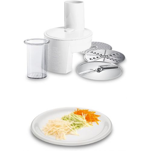  Bosch MUM4 MUM4880 Kuechenmaschine (600 W, 3 Ruehrwerkzeuge aus Edelstahl, spuelmaschinengeignet, Ruehrschuessel, max Teigmenge: 2,0kg, Durchlaufschnitzler, Mixeraufsatz, Fleischwolf, Z