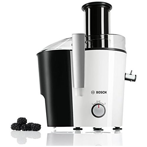  Bosch MES25A0 Entsafter VitaJuice 2 700 W, XL-Einfuellschacht, Edelstahl-Microfilter-Sieb, Ausgiesser mit DripStop, weiss / anthrazit