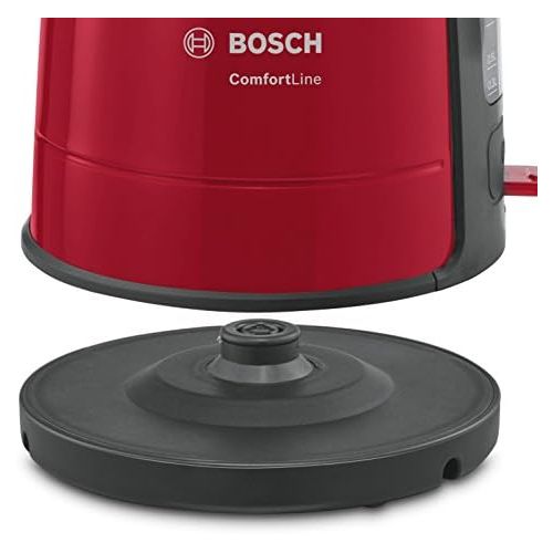  Bosch TWK6A014 Wasserkocher ComfortLine, 1-Tassen-Funktion, Dampfstopp-Automatik, entnehmen Kalkfilter, 2400 W, rot / anthrazit