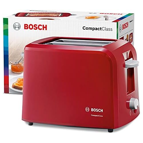  Bosch TAT3A014 Kompakt-Toaster Compact Class, Fruehstueckset, rot