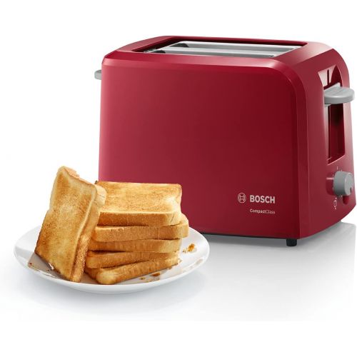  Bosch TAT3A014 Kompakt-Toaster Compact Class, Fruehstueckset, rot