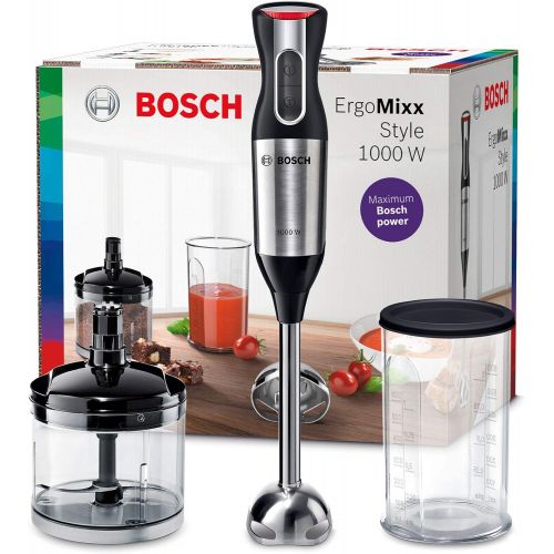  Bosch Hausgerate Bosch MS6CB6110 ErgoMixx Stabmixer-Set (starke Leistung, Edelstahl-Mixfuss, Mixbecher mit Deckel, 12 Geschwindigkeitsstufen, 1.000 Watt) schwarz