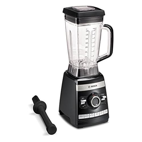  보쉬 초고속 믹서기 블랜더 Bosch MMBH6P6BDE Vitaboost Standmixer (1.600 W, 6 Programme, ideal fuer grosse Portionen, 6-Klingen-Edelstahlmesser, Stoessel, mit Rezeptbuch, 45.000 Motorumdrehungen/Min) schwarz