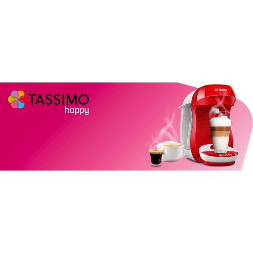  Bosch Hausgerate Bosch TAS1006 Tassimo Happy Kapselmaschine (ueber 70 Getranke, vollautomatisch, geeignet fuer alle Tassen, einfache Zubereitung, 1.400 Watt) rot/weiss