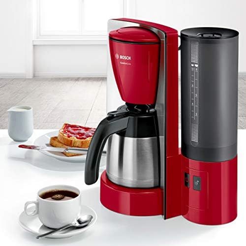  Bosch Hausgerate Bosch TKA6A684 ComfortLine Kaffeemaschine, 1200 W, Edelstahl-Thermokanne,1 l, Aroma+ Taste, Edelstahl/rot