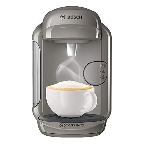  Bosch Hausgerate Bosch Tassimo Vivy 2 Kapselmaschine TAS1406, ueber 40 Getranke, vollautomatisch, einfache Zubereitung, platzsparend, Behalter 0,7 L, 1300 Watt, sandgrau/anthrazit