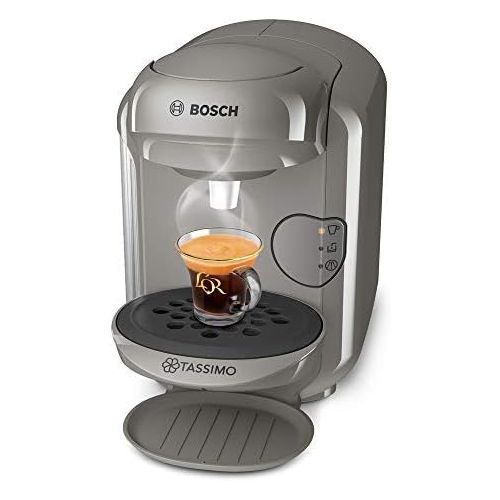  Bosch Hausgerate Bosch Tassimo Vivy 2 Kapselmaschine TAS1406, ueber 40 Getranke, vollautomatisch, einfache Zubereitung, platzsparend, Behalter 0,7 L, 1300 Watt, sandgrau/anthrazit