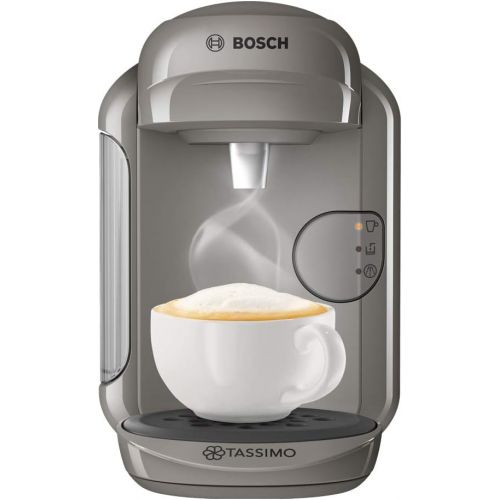  Bosch Hausgerate Bosch Tassimo Vivy 2 Kapselmaschine TAS1406, ueber 40 Getranke, vollautomatisch, einfache Zubereitung, platzsparend, Behalter 0,7 L, 1300 Watt, sandgrau/anthrazit