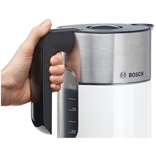  Bosch Hausgerate Bosch TWK8611P Styline Wasserkocher (2400 W, Temperaturauswahl, Abschaltautomatik, Warmhaltefunktion, UEberhitzungsschutz, Fassungsvermoegen 1,5 L) weiss