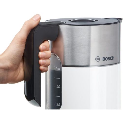  Bosch Hausgerate Bosch TWK8611P Styline Wasserkocher (2400 W, Temperaturauswahl, Abschaltautomatik, Warmhaltefunktion, UEberhitzungsschutz, Fassungsvermoegen 1,5 L) weiss