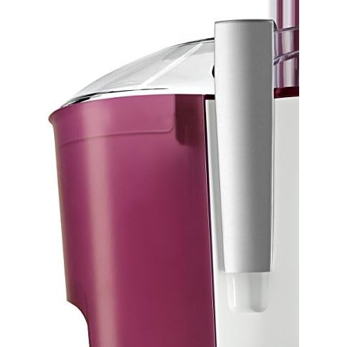  Bosch Hausgerate Bosch MES25C0 Entsafter VitaJuice 2 700 W, XL-Einfuellschacht, Edelstahl-Microfilter-Sieb, Ausgiesser mit DripStop, weiss / cherry cassis