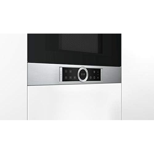  Bosch Hausgerate Bosch BFR634GS1 Serie 8 Einbau-Mikrowelle / 900 W / 21 l / Tueranschlag Rechts / 7 voreingestellte Automatikprogramme / automatische Leistungsstufe nach Gewicht / Edelstahl