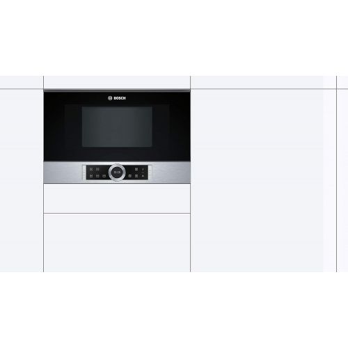  Bosch Hausgerate Bosch BFR634GS1 Serie 8 Einbau-Mikrowelle / 900 W / 21 l / Tueranschlag Rechts / 7 voreingestellte Automatikprogramme / automatische Leistungsstufe nach Gewicht / Edelstahl