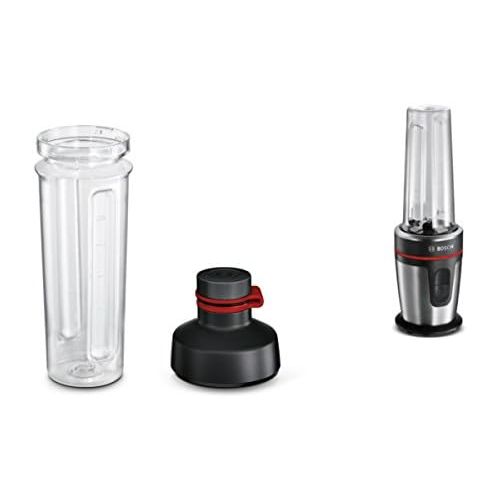  [아마존베스트]Bosch Hausgerate Bosch MMBM700MDE Blender, 0.5 L, 350 W, Smoothie Maker, Incl. 2Go Bottle, Black / Brushed Stainless Steel