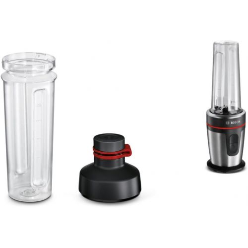  [아마존베스트]Bosch Hausgerate Bosch MMBM700MDE Blender, 0.5 L, 350 W, Smoothie Maker, Incl. 2Go Bottle, Black / Brushed Stainless Steel