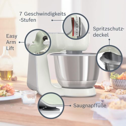  [아마존베스트]Bosch Hausgerate Bosch MUM5 CreationLine kitchen machine MUM58L20, test winner, versatile, large stainless steel bowl (3.9l), continuous slicer, 3 slices, mixer, 1000 W, gray / silver