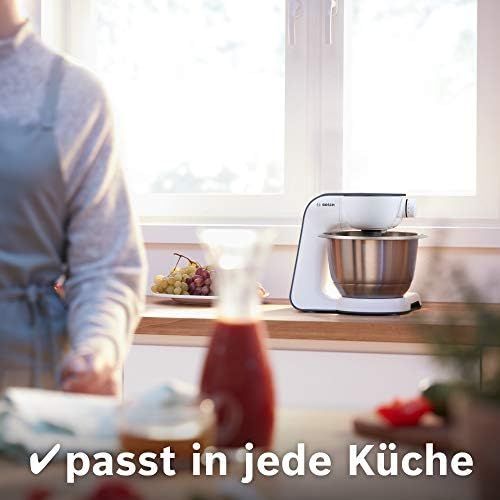  [아마존베스트]Bosch Hausgerate Bosch MUM5 StartLine Food Processor MUM50E32DE, Versatile, Large Stainless Steel Bowl (3.9 Litres), Dishwasher Safe, Mixer, Flow Shredder, 800 W, White/Black