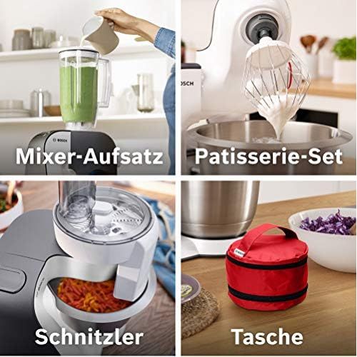  [아마존베스트]Bosch Hausgerate Bosch MUM5 StartLine Food Processor MUM50E32DE, Versatile, Large Stainless Steel Bowl (3.9 Litres), Dishwasher Safe, Mixer, Flow Shredder, 800 W, White/Black