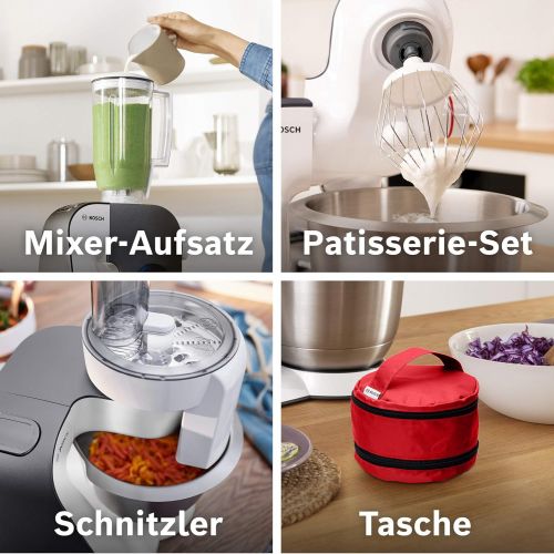  [아마존베스트]Bosch Hausgerate Bosch MUM5 StartLine Food Processor MUM50E32DE, Versatile, Large Stainless Steel Bowl (3.9 Litres), Dishwasher Safe, Mixer, Flow Shredder, 800 W, White/Black