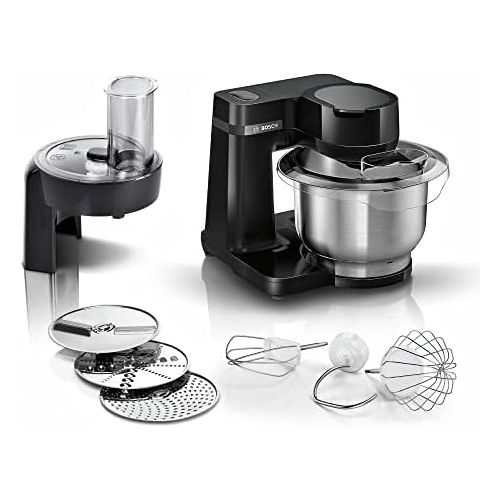  [아마존베스트]Bosch Hausgerate Bosch MUMS2EB01 Food Processor MUM Series 2, 700 W, 3.8 L Stainless Steel Bowl, Continuous Shredder and 3 Slices, Patisserie Set Stainless Steel, Black