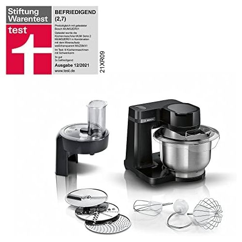  [아마존베스트]Bosch Hausgerate Bosch MUMS2EB01 Food Processor MUM Series 2, 700 W, 3.8 L Stainless Steel Bowl, Continuous Shredder and 3 Slices, Patisserie Set Stainless Steel, Black