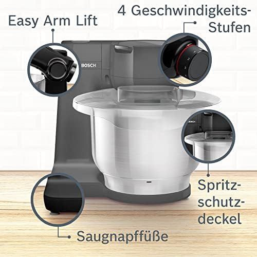  [아마존베스트]Bosch Hausgerate Bosch MUMS2EB01 Food Processor MUM Series 2, 700 W, 3.8 L Stainless Steel Bowl, Continuous Shredder and 3 Slices, Patisserie Set Stainless Steel, Black