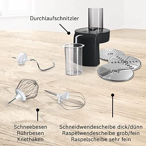  [아마존베스트]Bosch Hausgerate Bosch MUMS2EB01 Food Processor MUM Series 2, 700 W, 3.8 L Stainless Steel Bowl, Continuous Shredder and 3 Slices, Patisserie Set Stainless Steel, Black