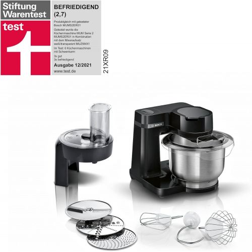  [아마존베스트]Bosch Hausgerate Bosch MUMS2EB01 Food Processor MUM Series 2, 700 W, 3.8 L Stainless Steel Bowl, Continuous Shredder and 3 Slices, Patisserie Set Stainless Steel, Black