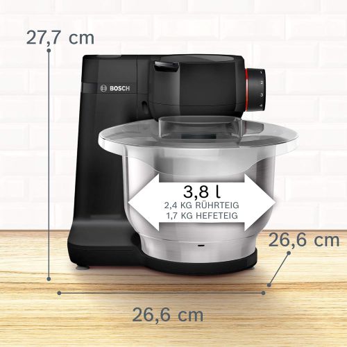  [아마존베스트]Bosch Hausgerate Bosch MUMS2EB01 Food Processor MUM Series 2, 700 W, 3.8 L Stainless Steel Bowl, Continuous Shredder and 3 Slices, Patisserie Set Stainless Steel, Black