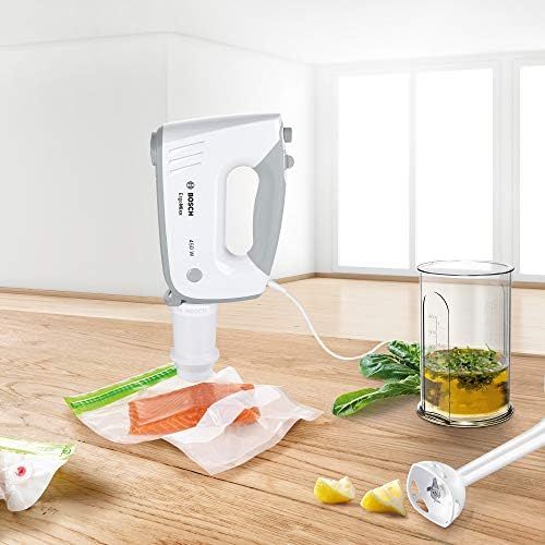  [아마존베스트]Bosch Hausgerate Bosch MFQ364V0 Ergomixx Hand Stirrer, Vacuum System, 450 W, Vacuum Pump, Bags and Boxes, Mixing Stick, White