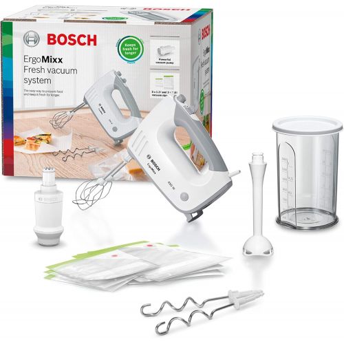  [아마존베스트]Bosch Hausgerate Bosch MFQ364V0 Ergomixx Hand Stirrer, Vacuum System, 450 W, Vacuum Pump, Bags and Boxes, Mixing Stick, White