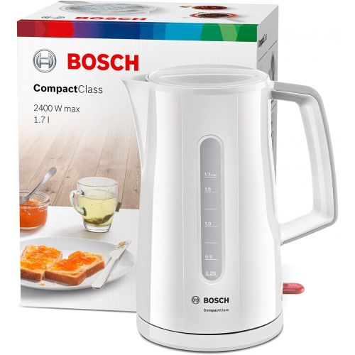  [아마존베스트]Bosch Hausgerate Bosch TWK3A011 CompactClass Wireless Kettle, Quick Heating, Water Level Indicator on Both Sides, Overheating Protection, 1.7 L, 2400 W, White