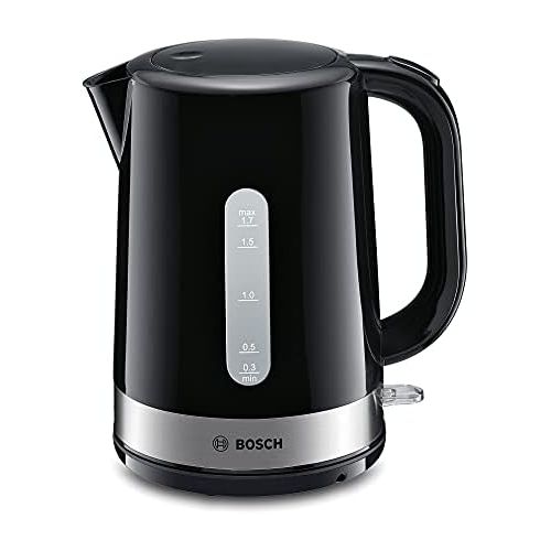  [아마존베스트]Bosch TWK7403 Wireless Kettle Steam Stop Overheating Protection Removable Limescale Filter 1.7L 2200W Stainless Steel Black