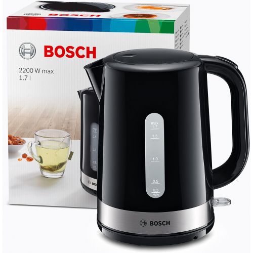  [아마존베스트]Bosch TWK7403 Wireless Kettle Steam Stop Overheating Protection Removable Limescale Filter 1.7L 2200W Stainless Steel Black