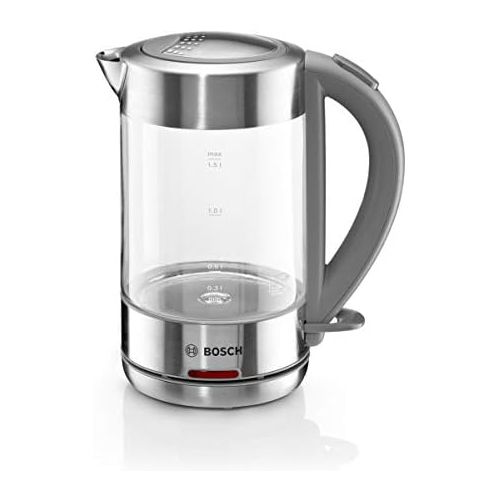  [아마존베스트]Bosch Hausgerate Bosch TWK7090B Wireless Kettle, Automatic Shut-Off, Overheating Protection, Easy Operation, Heat-Resistant Glass, 1.5 l, 2200 W, Stainless Steel