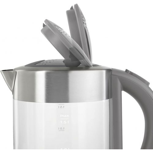  [아마존베스트]Bosch Hausgerate Bosch TWK7090B Wireless Kettle, Automatic Shut-Off, Overheating Protection, Easy Operation, Heat-Resistant Glass, 1.5 l, 2200 W, Stainless Steel