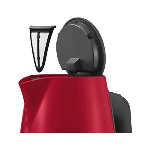  [아마존베스트]Bosch Hausgerate Bosch TWK6A014 ComfortLine Wireless Kettle, 1 Cup Function, Large Opening, Overheating Protection, Removable Limescale Filter, 1.7 L, 2400 W, Red