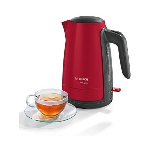  [아마존베스트]Bosch Hausgerate Bosch TWK6A014 ComfortLine Wireless Kettle, 1 Cup Function, Large Opening, Overheating Protection, Removable Limescale Filter, 1.7 L, 2400 W, Red